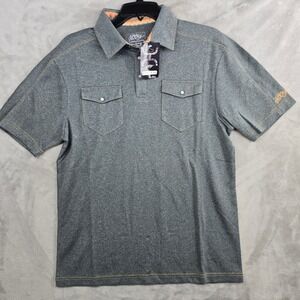 HOOEY Western Heather Grey Peformance pearl snap polo shirt mens medium